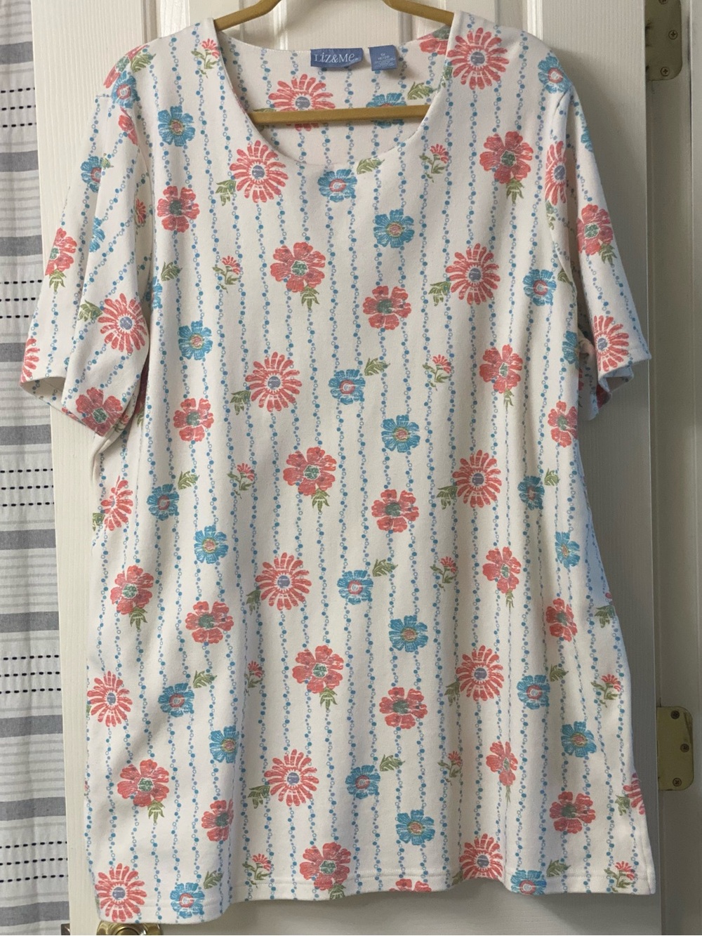 Liz & Me Floral Crewneck Short Sleeve Tunic Top Size 1X - 18/20